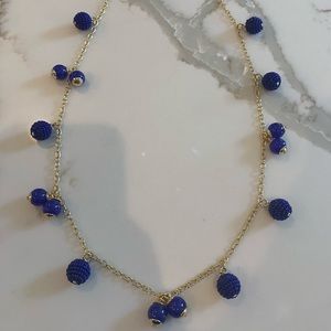 j crew blue beaded ball statement necklace